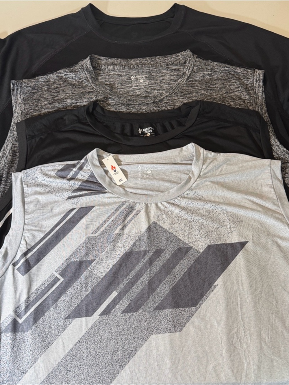 3 Men's Gray and Black Athletic Tank Top BUNDLE